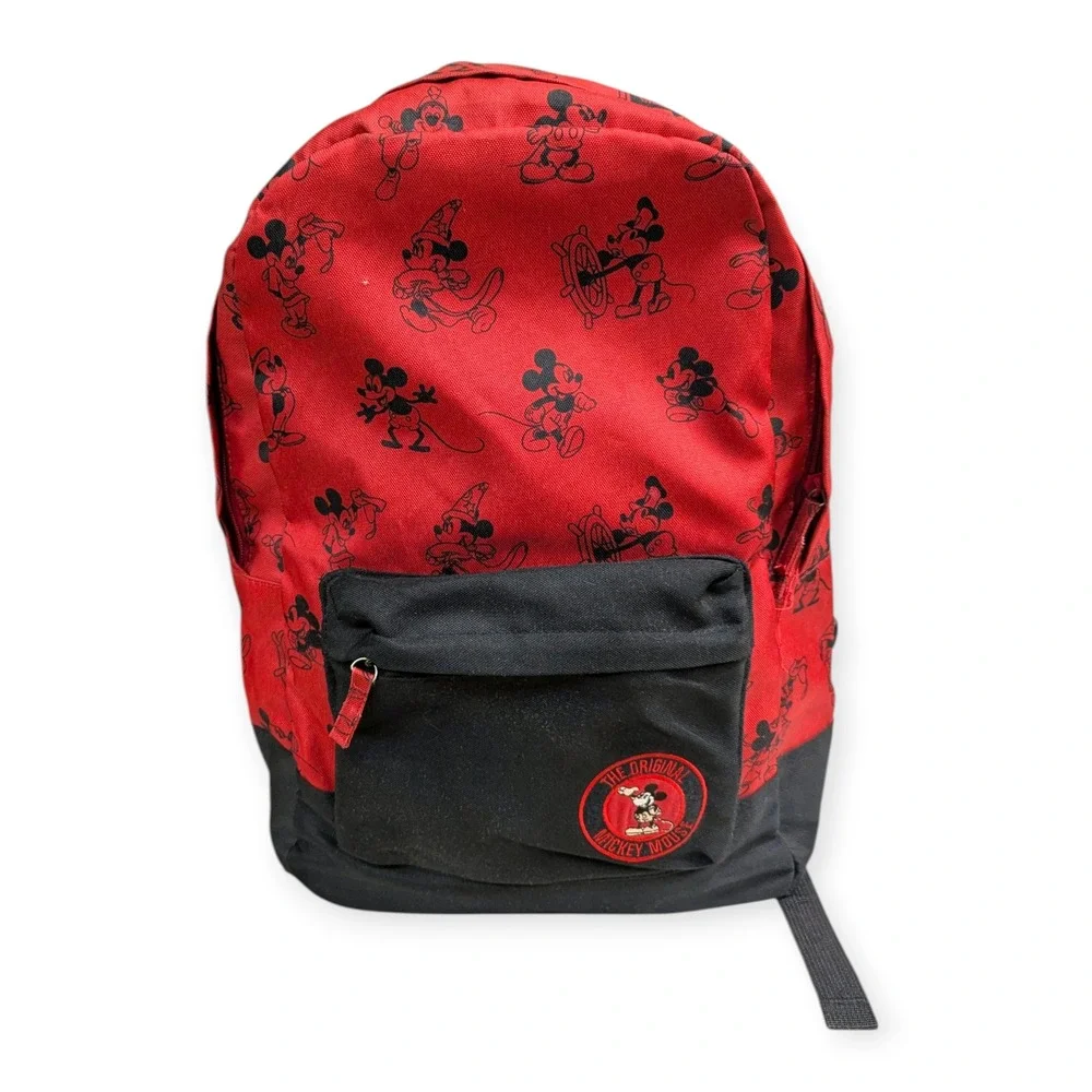 Disney Store Mickey Mouse Heritage Red Black Canvas Backpack All Over Print AOP